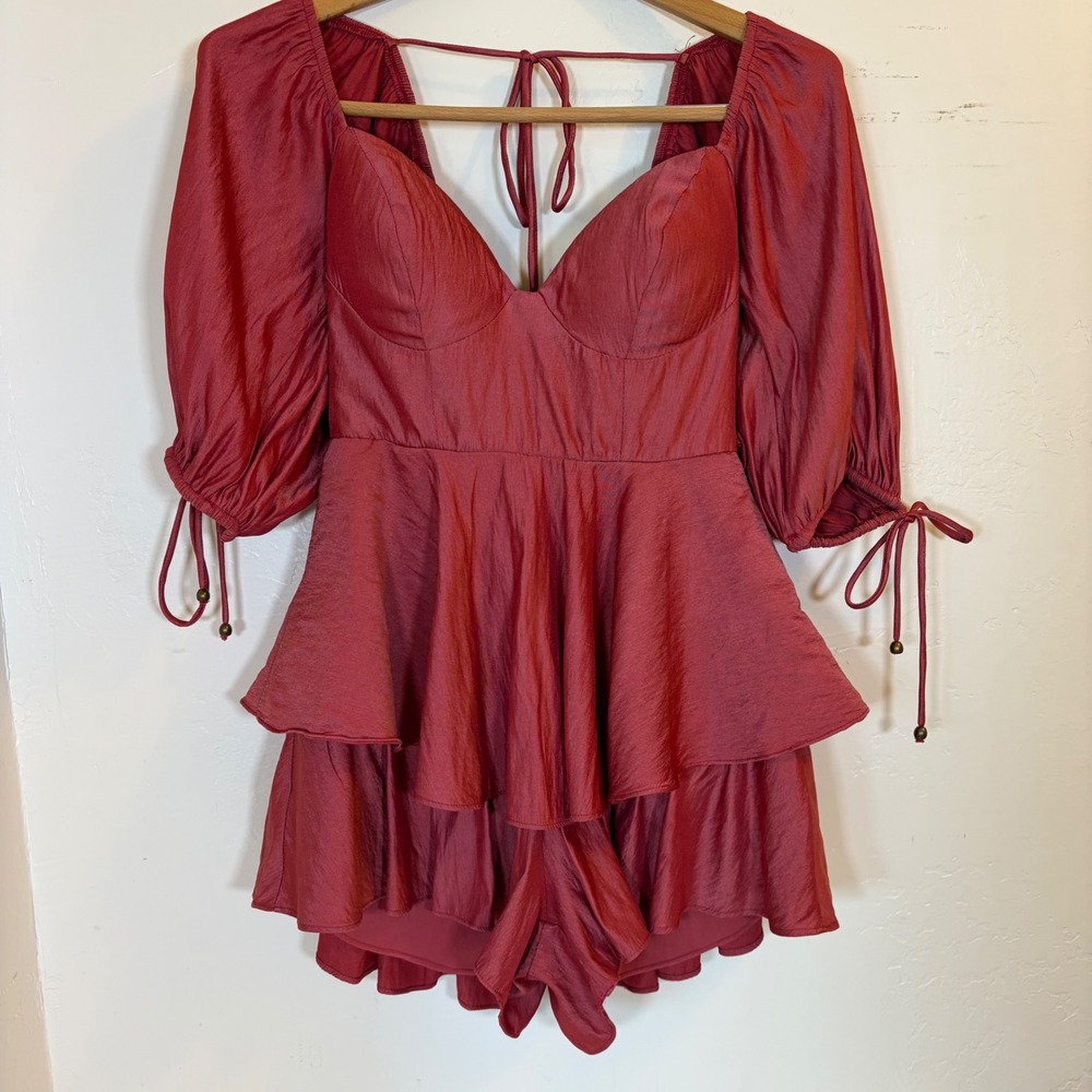 Lantern Sleeve Babydoll Corset Romper 2 Renaissance Festival Whimsi Witchy Vamp - Picture 2 of 8